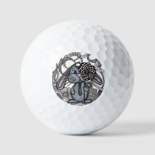 Cute Hand-Drawn Bunny Rabbit Zen Doodle Golf Balls