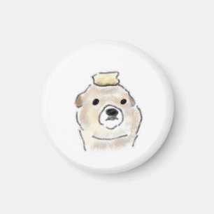 Cute Hand-Drawn Butter Head Dog Illustration Magnet