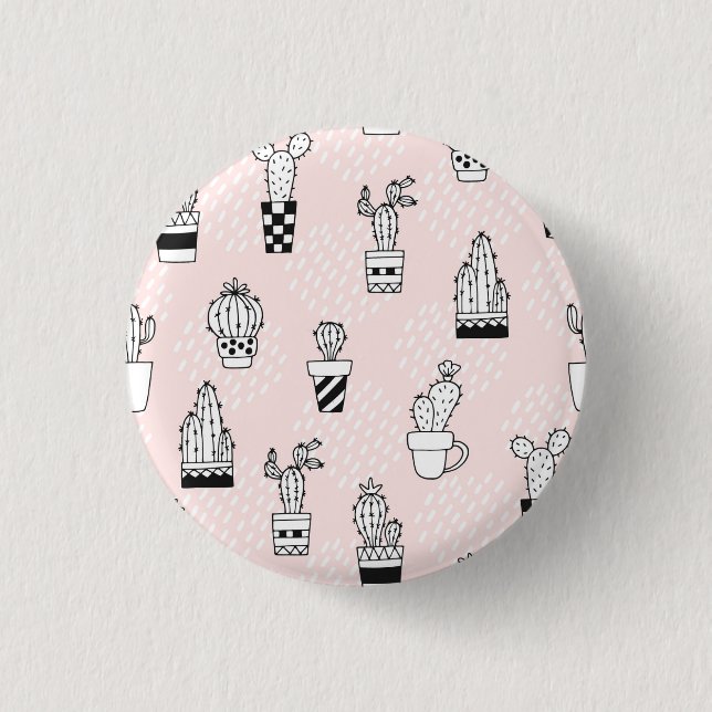 Cute Hand Drawn Cactus Pattern 3 Cm Round Badge (Front)