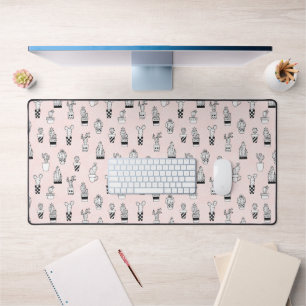 Cute Hand Drawn Cactus Pattern Desk Mat