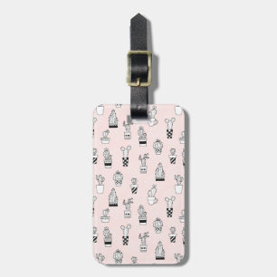 Cute Hand Drawn Cactus Pattern Luggage Tag