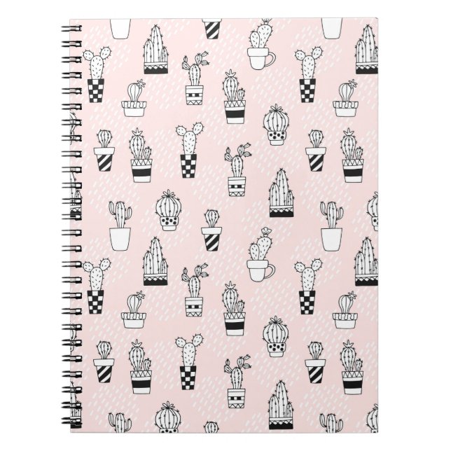 Cute Hand Drawn Cactus Pattern Notebook (Front)