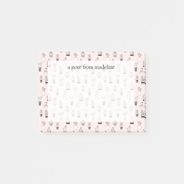 Cute Hand Drawn Cactus Pattern Post-it Notes (Front)