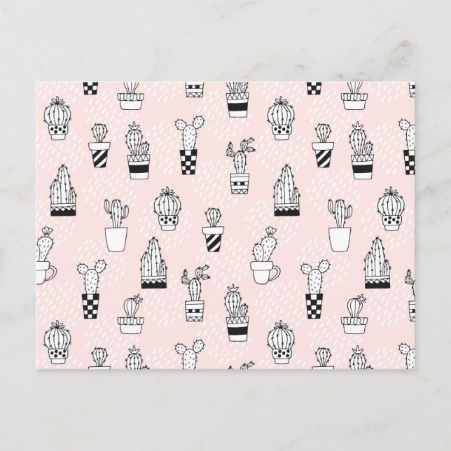 Cute Hand Drawn Cactus Pattern Postcard (Front)