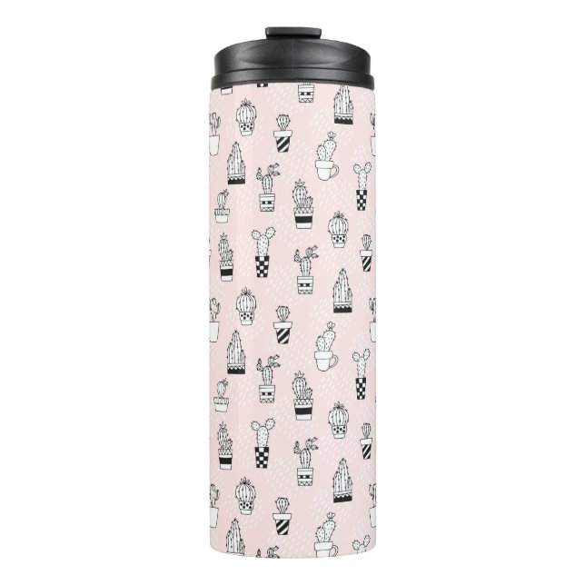 Cute Hand Drawn Cactus Pattern Thermal Tumbler (Front)