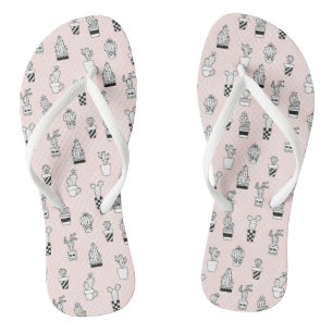 Cute Hand Drawn Cactus Pattern Thongs