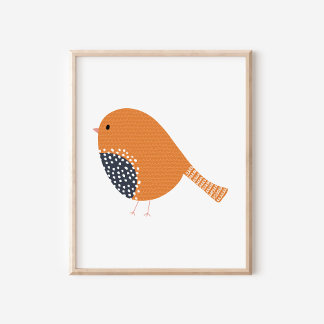 Cute Hand-Drawn Canary Bird Art Poster