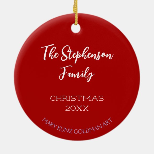 Cute Hand-Drawn Cardinal Personalised Christmas Ceramic Ornament (Back)