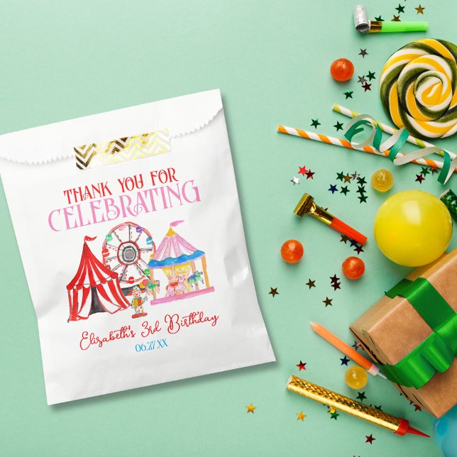 Cute Hand Drawn Carnival Circus Birthday Favour Bag (Cute Hand Drawn Carnival Circus Birthday Favor Bag)