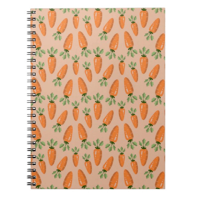 Cute Hand-drawn Carrots Seamless Pattern Notebook (Front)