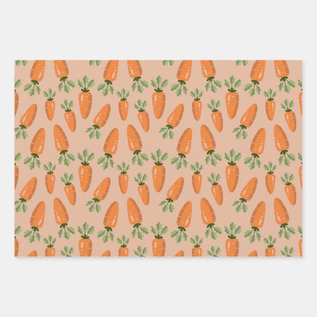 Cute Hand-drawn Carrots Seamless Pattern Wrapping Paper Sheet (Front)