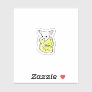 Cute Hand Drawn Chihuahua Wrapped in Yellow Blanke