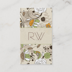 Cute Hand Drawn Children Style Flowers & Birds Business Card