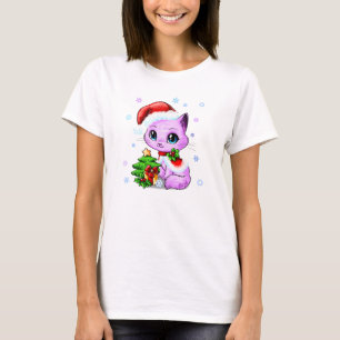 Cute Hand Drawn Christmas Cat Women's Flowy Top