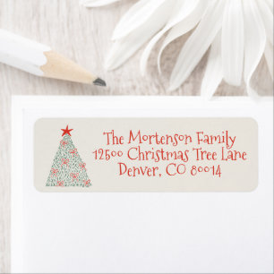 Cute Hand Drawn Christmas Tree Return Address Label
