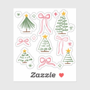 Cute Hand Drawn Christmas Trees and Bows Pattern