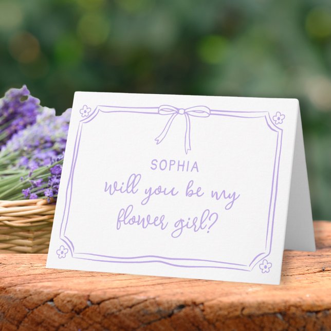 Cute Hand Drawn Coquette Bow Flower Girl Proposal Card (Creator Uploaded)