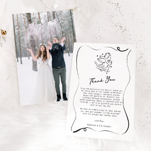 Cute Hand Drawn Cupid Ski Winter Wedding Thank You Card