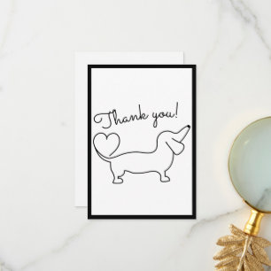 Cute Hand Drawn Dachshund Flat Thank You Card