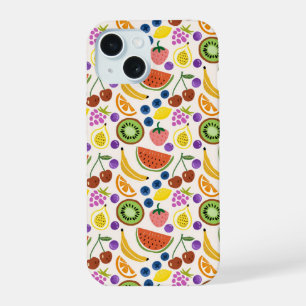 Cute Hand-drawn Doodle Fruits Seamless Pattern iPhone 15 Case