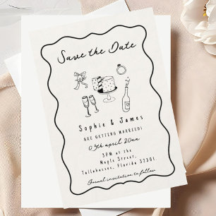 cute Hand-Drawn doodle Trendy Wedding Invitation