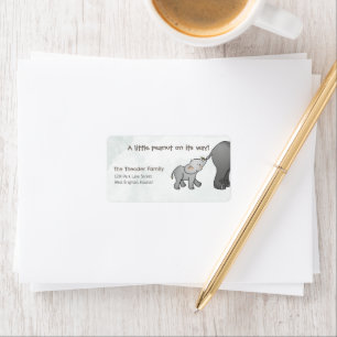 Cute Hand Drawn Elephant Little Peanut On Its Way Label