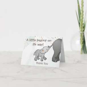 Cute Hand Drawn Elephant Little Peanut Thank You Card