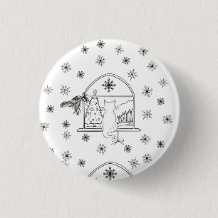 Cute hand drawn festive Christmas Holiday 3 Cm Round Badge