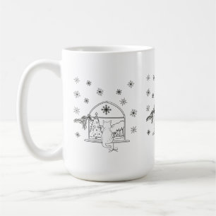 Cute hand drawn festive Christmas Holiday Cat Coffee Mug