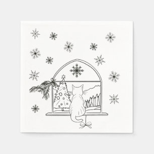Cute hand drawn festive Christmas Holiday  Napkin