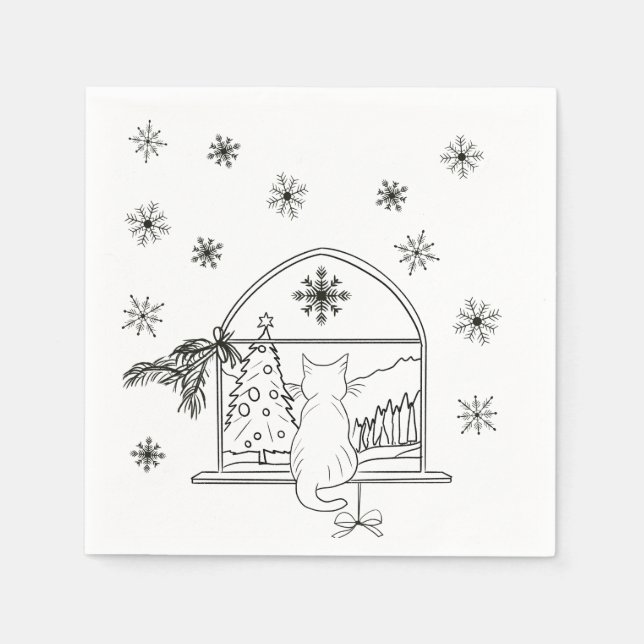 Cute hand drawn festive Christmas Holiday  Napkin (Front)