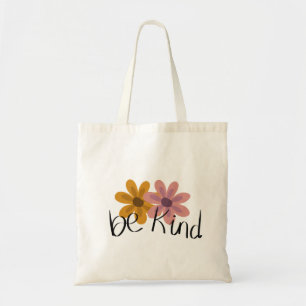 Cute Hand-drawn Floral Be Kind Quote Tote Bag