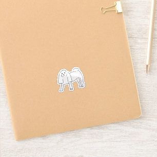 Cute Hand Drawn Fluffy White Dog Illustration