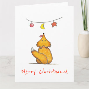 Cute Hand Drawn Fox / Merry Christmas Card