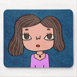 Cute Hand-Drawn Girl Illustration Unique Character Mouse Pad