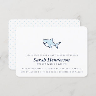 Cute Hand-Drawn Girl Shark Baby Shower Boy Invitation