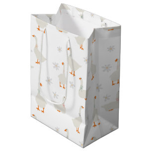 Cute Hand Drawn Goose & Daisies Medium Gift Bag