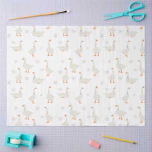 Cute Hand Drawn Goose & Daisies Tissue Paper