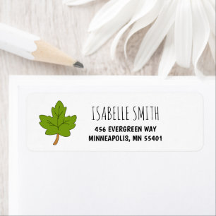 Cute Hand-Drawn Green Leaf Return Address Label