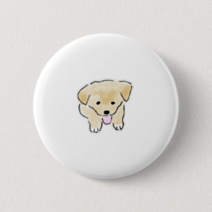 Cute Hand-Drawn Happy Smiling Puppy Illustration 6 Cm Round Badge