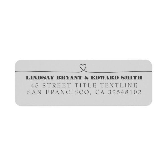 Cute Hand Drawn Heart Wedding Return Address Label (Front)