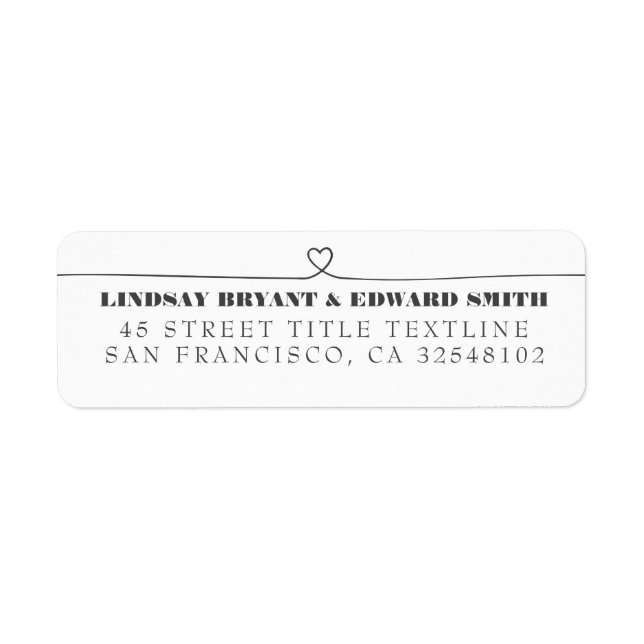 Cute Hand Drawn Heart Wedding Return Address Label (Front)