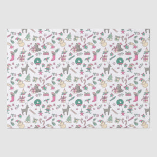 Cute Hand Drawn Holiday Doodles Christmas Tissue Paper
