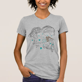 Cute Hand-Drawn "I Love You" Digital Art T-Shirt