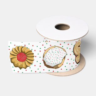 Cute Hand Drawn Italian Cookies 3 inch Satin Ribbon