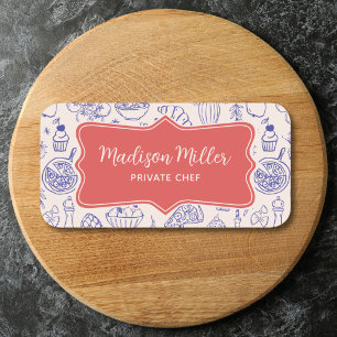 Cute Hand Drawn Italian Food Customised Name Tag