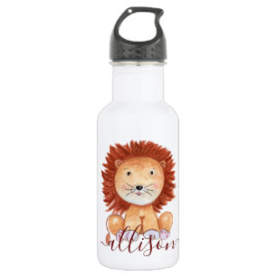 Cute hand drawn lion personalised kids  532 ml water bottle