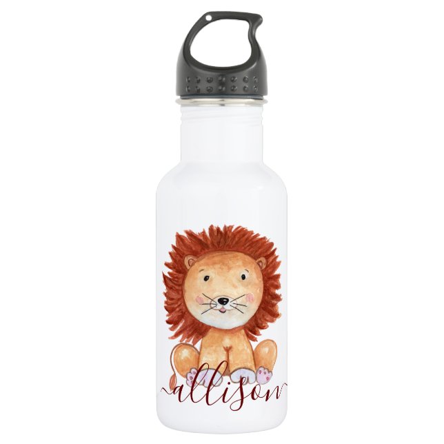Cute hand drawn lion personalised kids  532 ml water bottle (Front)