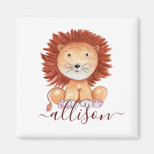 Cute hand drawn lion personalised kids  magnet