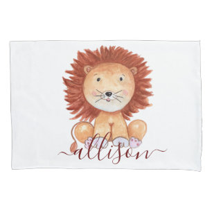 Cute hand drawn lion personalised kids  pillowcase